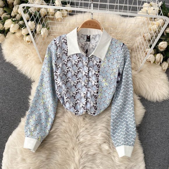 Elegant Breasted Print Tops And Midi Skirt Set - Picture 7 of 13